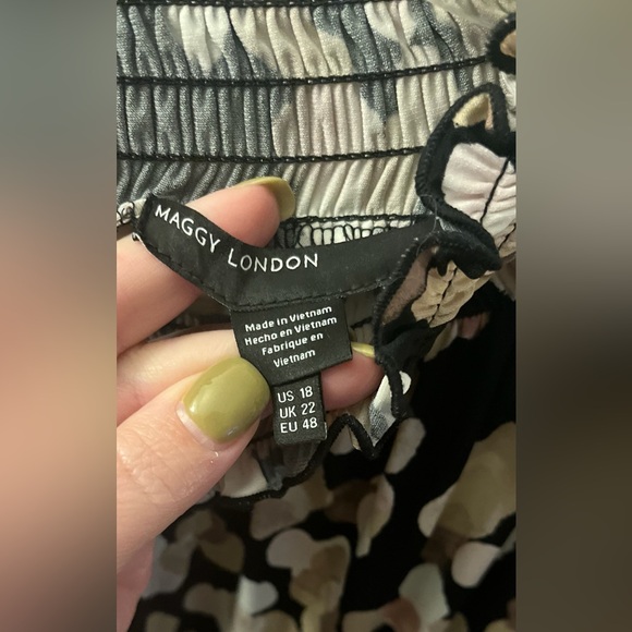 Maggy London Smocked mock neck a line midi dress 18W (fits like a 16) - Picture 3 of 4